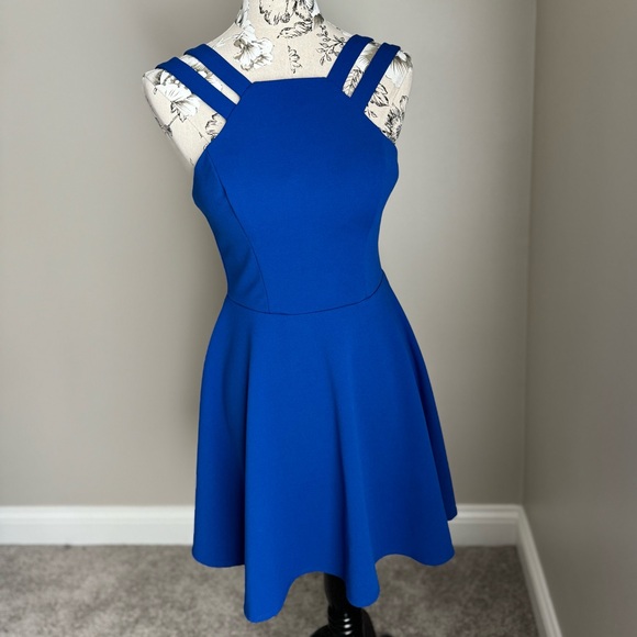 B. Smart Royal Blue Mini Cocktail Dress - Picture 1 of 8